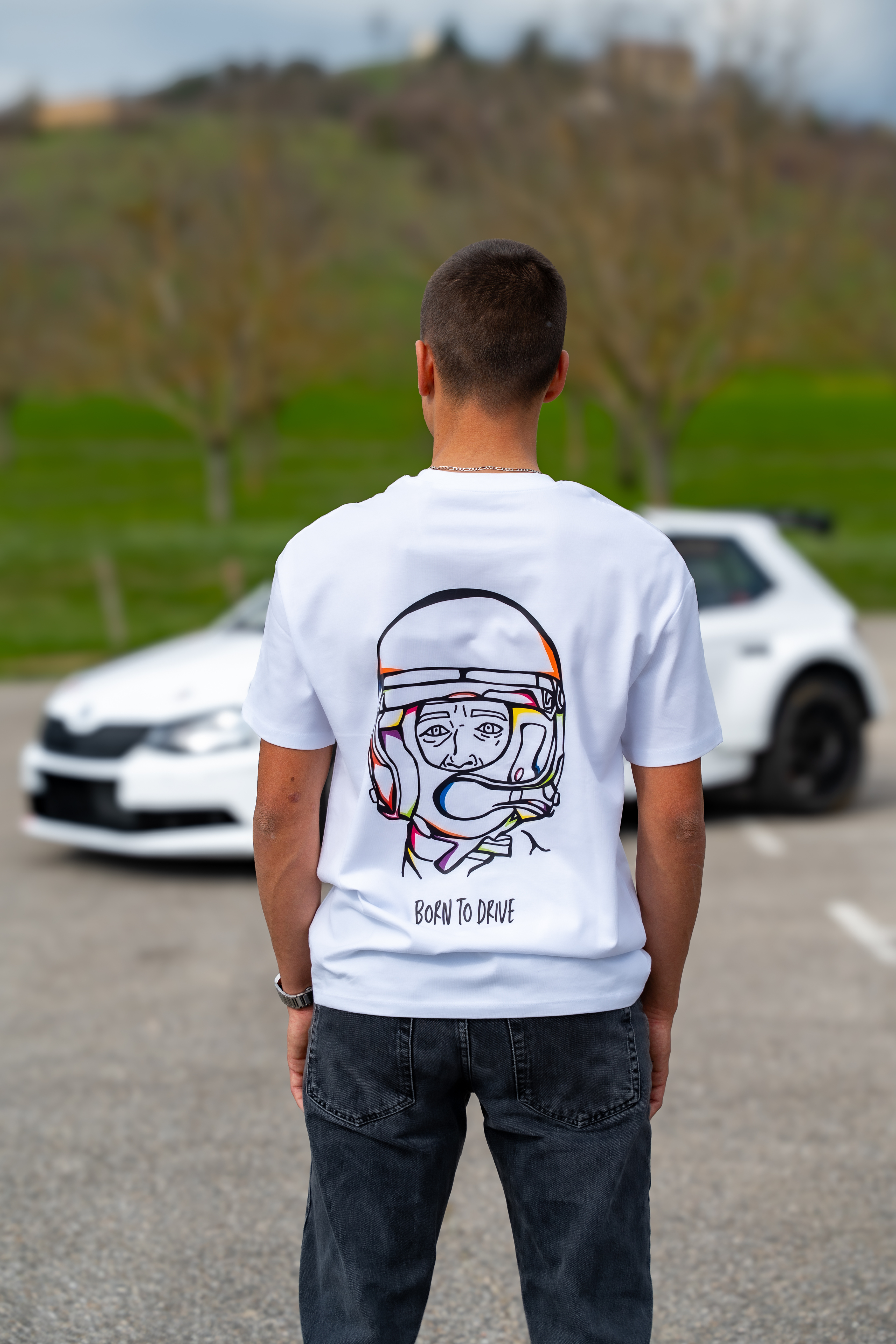 T-shirt Born to Drive VIRAJ - logo racing dos